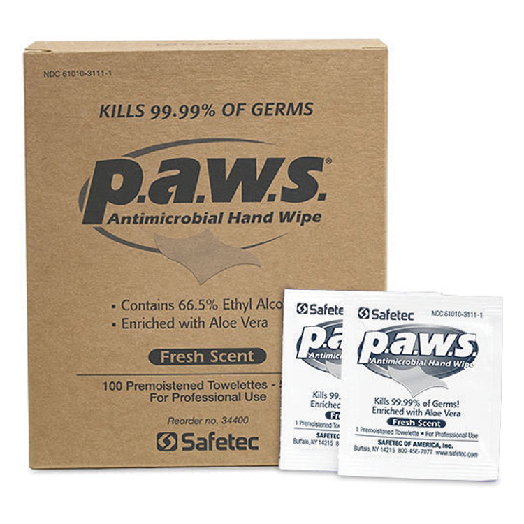 P.A.W.S. 100 ct. Antimicrobial Hand Wipes 66.5% Alcohol